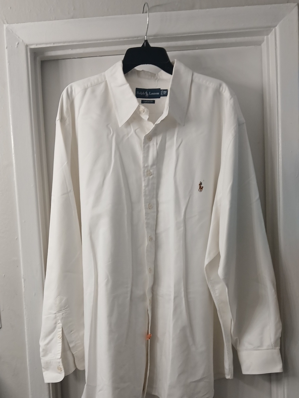 Ralph Lauren White Button-Up Dress Shirt with Embroidered Pony